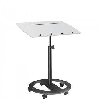 fahrbares Stehpult mit Rollen steh-sitz-rolls drive R3-D1-17 Gestell schwarz Platte Melamin-Lichtgrau Buero-Goertz